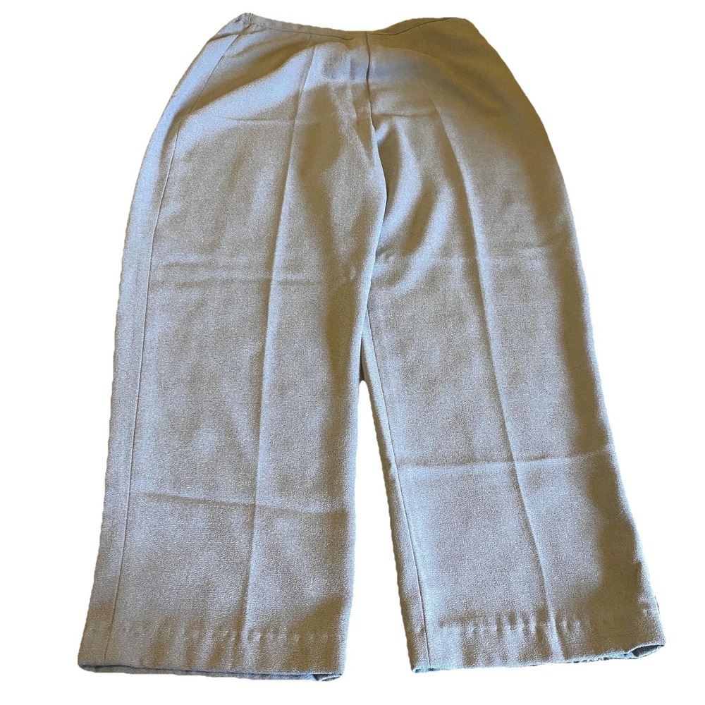 Alfred Dunner Pants Gray Women's Size 14 Wide Leg Relaxed Fit Zipper Comfort Fit